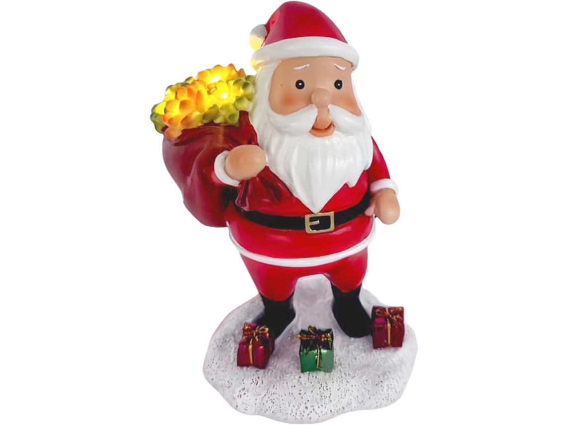 Decorações Com Estatuetas De Papai Noel E Luzes | Escultura Em Resina