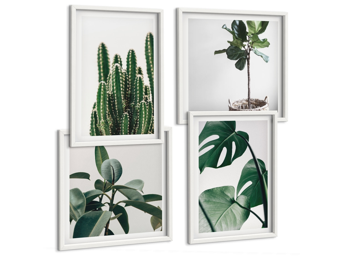 Composição De Quadros Inspirações Vegetais Dos Trópicos Espelharte (4 Peças)