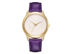 Relógio de Pulso Feminino de Quartzo com Correia Pu e Mostrador Redondo em Liga (roxo)