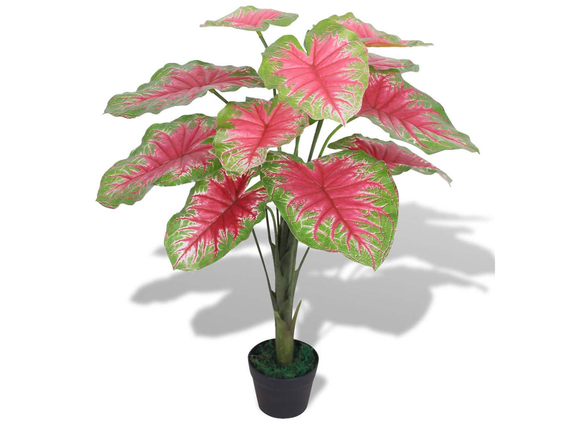 Vidaxl Planta Caládio Artificial Com Vaso 85 Cm Verde E Vermelho
