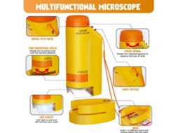 Microscópio Portátil Infantil com Zoom de 60x e 180x para Crianças 3 a 10 Anos Ou Mais BRILVIBERA (amarelo)