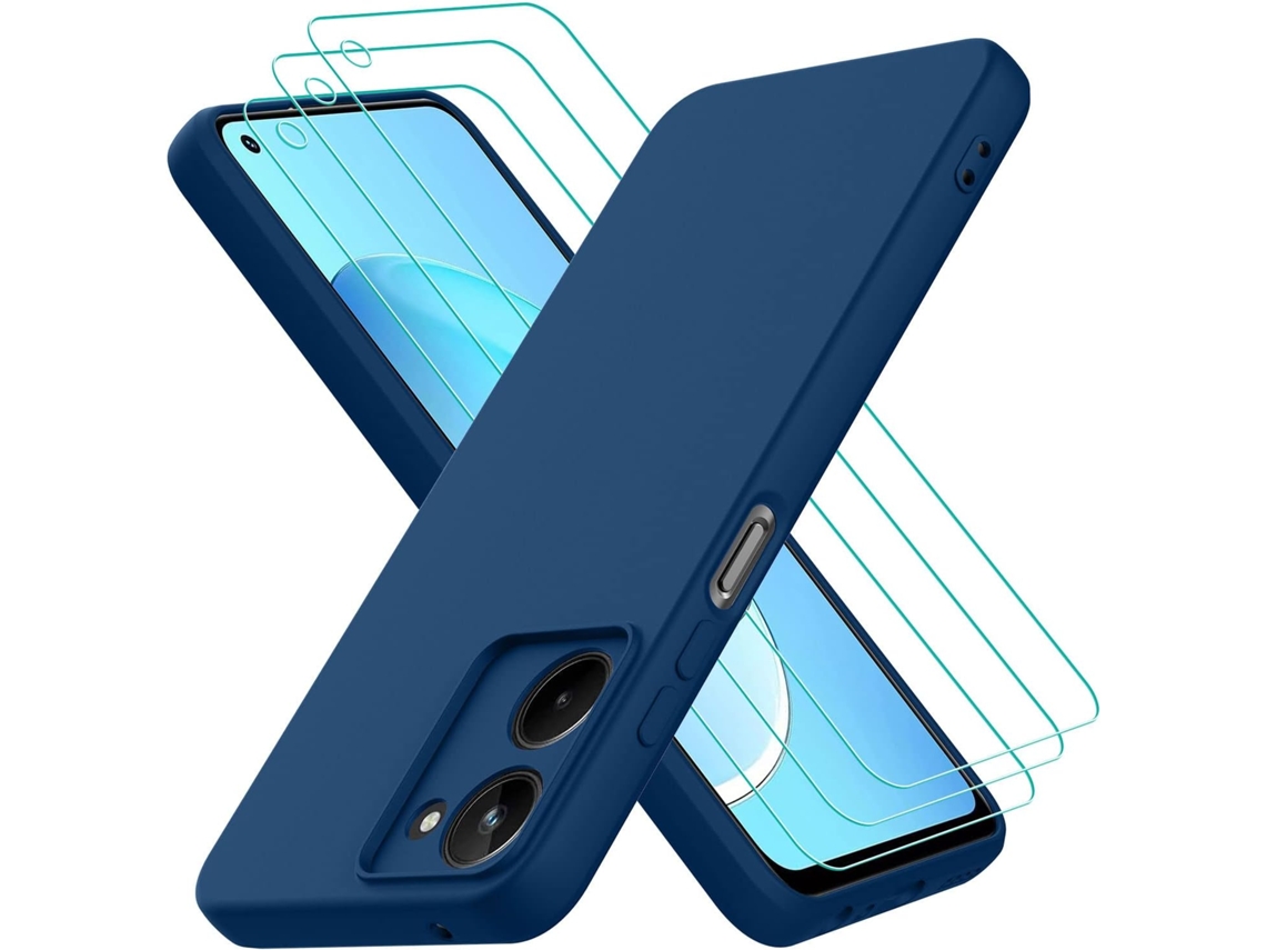 Capa Vidros Temperados Ultra Fina Para Realme Realme 10 Hongwe. Silicone Textura Macia Azul