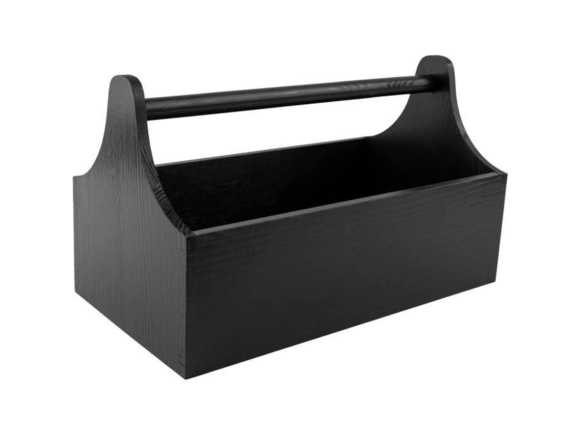 Caixa de ferramentas de madeira preta com alça, decoração criativa, 34 x 18 x 20,5 cm, caixa de presente para guardar ferramentas