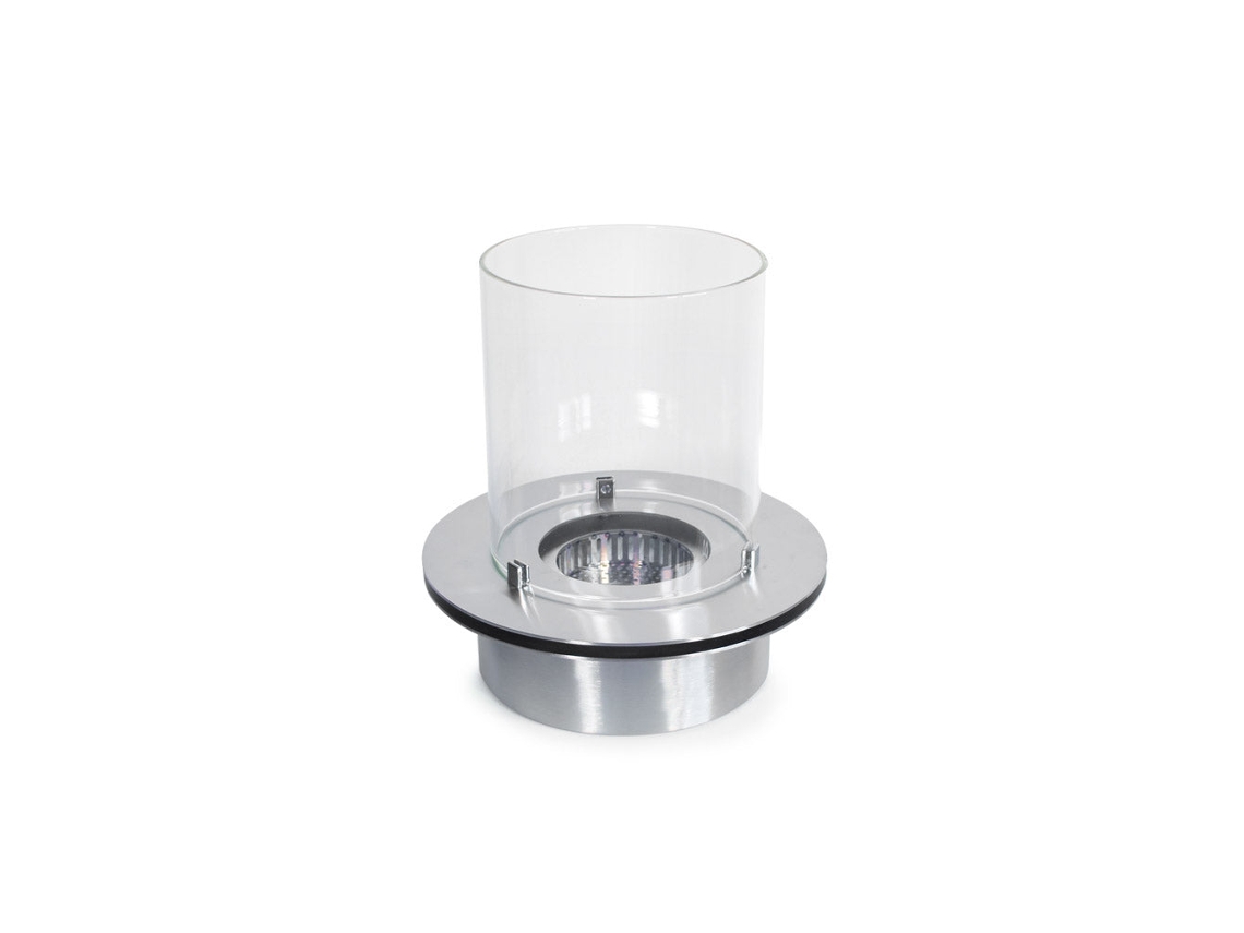 Queimador redondo com vidro para queima de bioetanol, Biolareira em aço inox, 3 litros de diâmetro (35 cm).