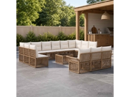 Vidaxl Conjunto De Sofá De Jardim 14 Unid. Bege Vime Pe