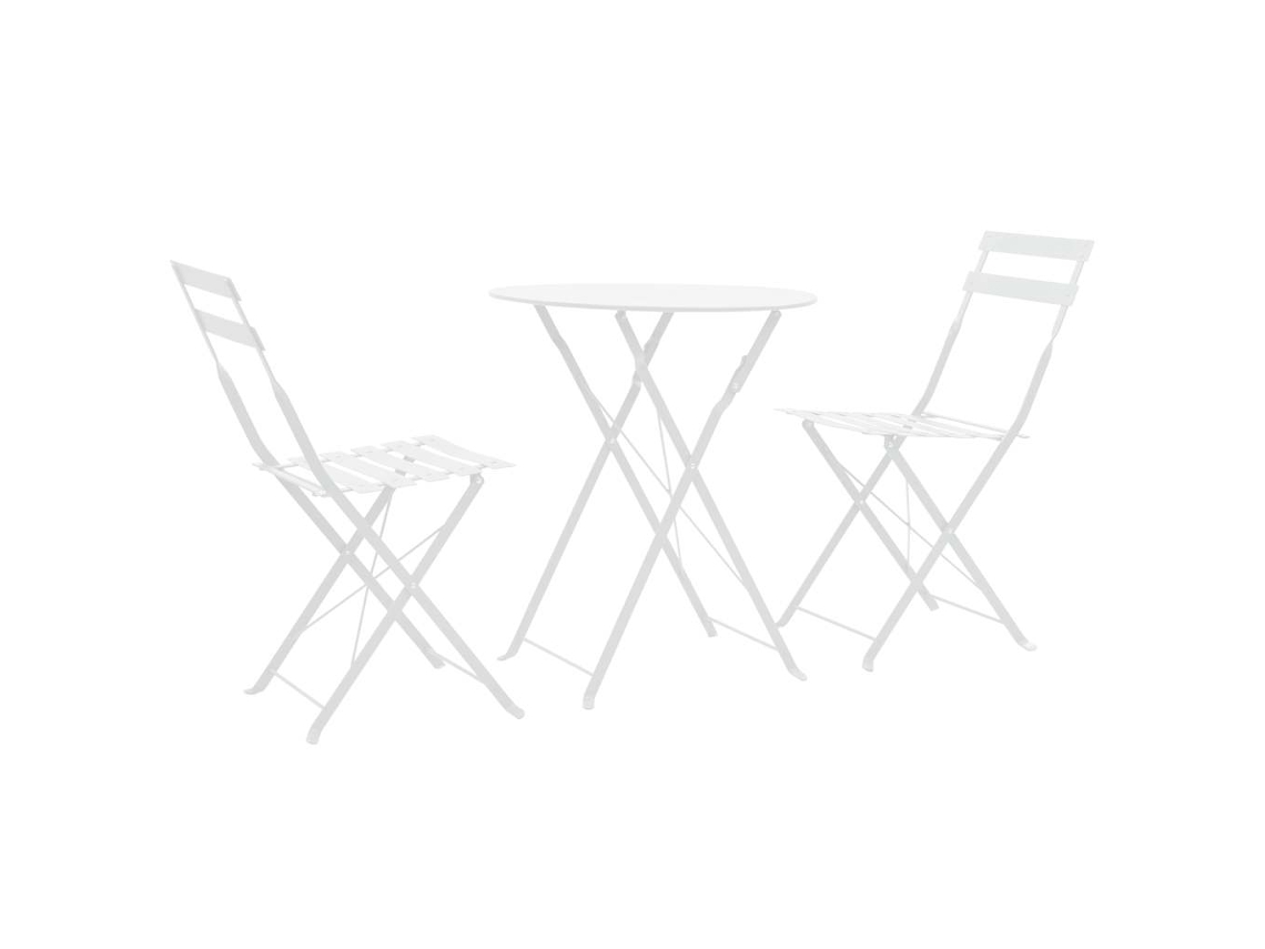 Vidaxl 3 Pcs Conjunto Bistrô Em Aço Branco