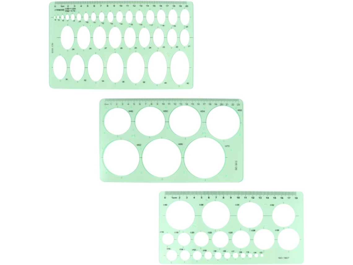 Lurelia Kit Geométrico 3 Peças Em Plástico Com Leve E Resistente Para Escola