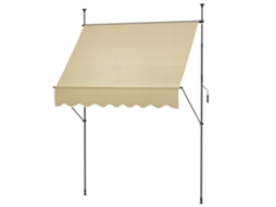 Toldo Manual Retrátil 200x120x210 300 cm com Altura Ajustável Impermeável para Jardim Varanda BEGE