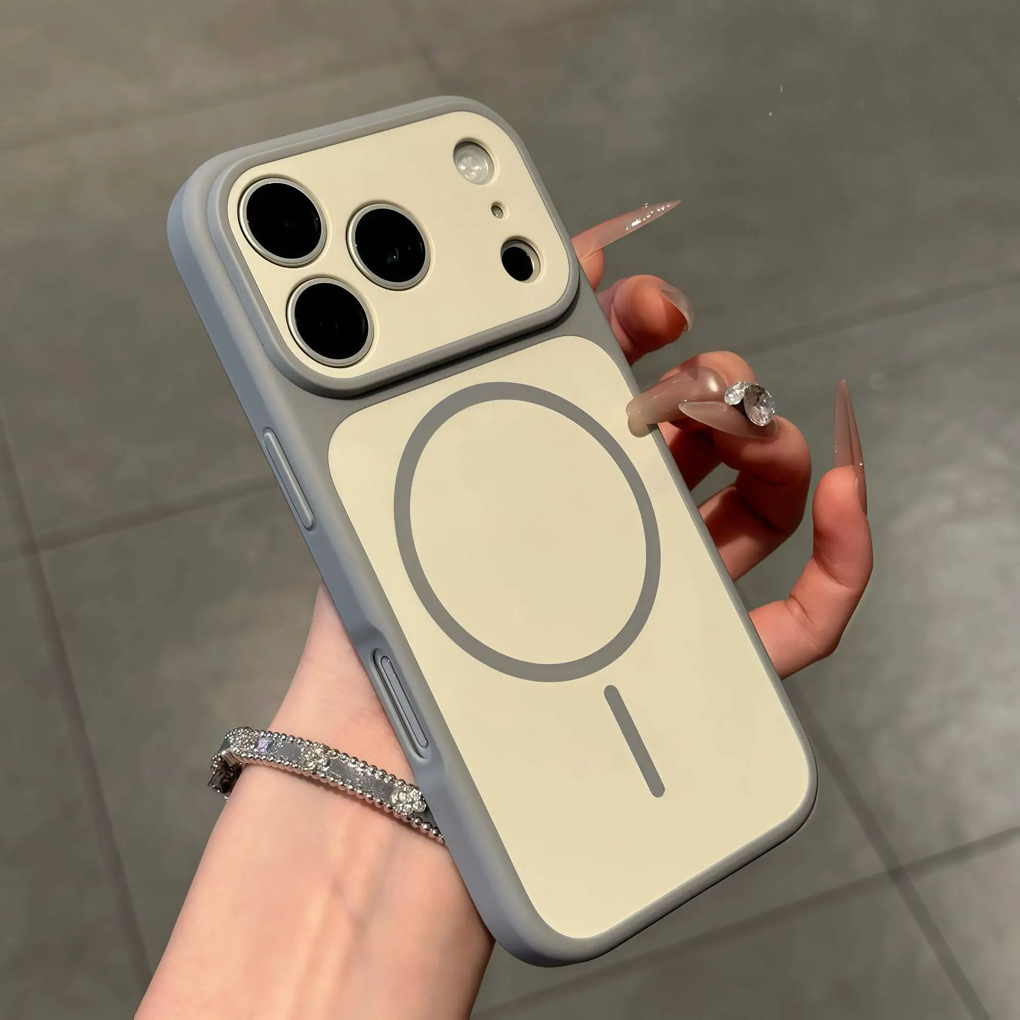 Funda Protectora Trasera Magnética Mate A Prueba De Golpes Para Iphone 17 Pro (gris)