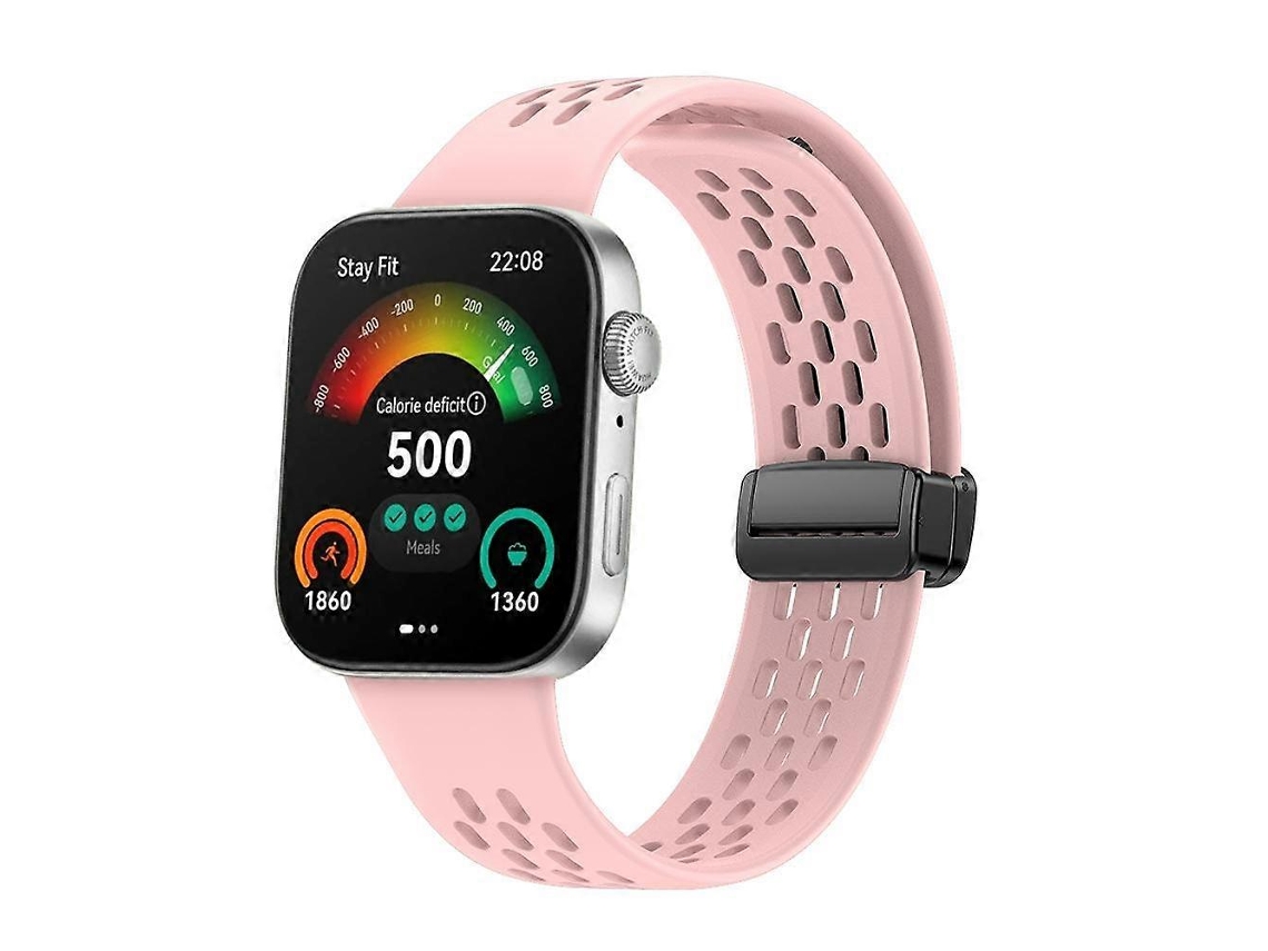 Pulseira De Silicone Com Fecho Magnético Preto Estilo Furo Xdfind Para Huawei Watch Fit4 Pro / Fit4 / Fit3