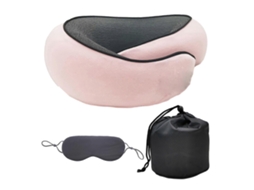 Travesseiro Macio e Enrolável em Formato de U com Máscara para os Olhos, Respirável e Confortável, Ideal para Cochilos e Sono. TAISHENGDA