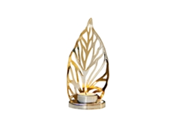 Decoração Mesa Candelabro Metal Dourado Tela Dourada