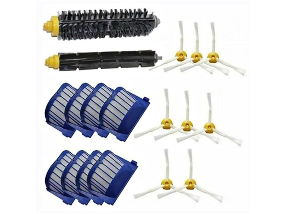 Kit de Acessórios para Irobot Roomba 600, 620, 630, 650 e 660. Inclui 8 Escovas Laterais, 8 Filtros e 1 Rolo BRILVIBERA