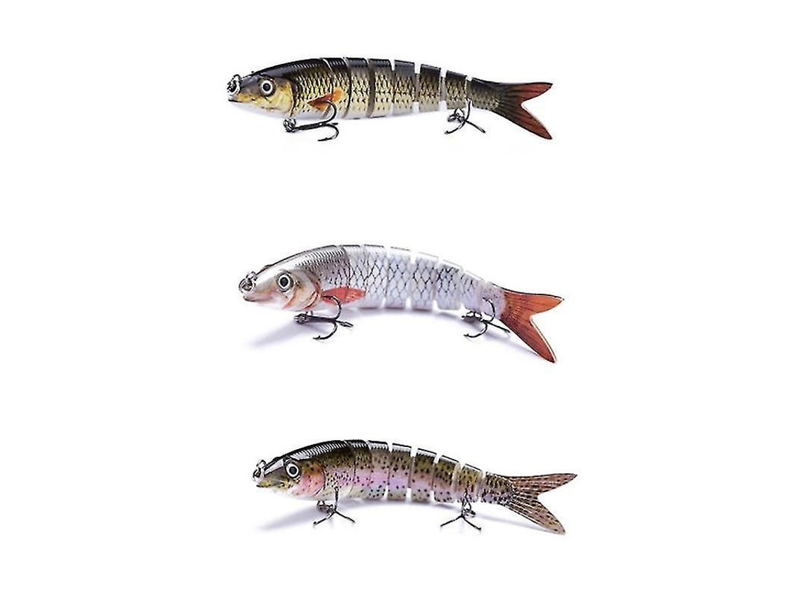 Conjunto de 3 Iscas de Pesca Articuladas, 135mm, 20g, Crankbait, 8 Segmentos, com Anzol Triplo, Água Doce e Salgada S/MARCA