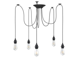 Vidaxl Candeeiro Suspenso Com 5 Porta-lâmpadas E27 Metal Preto