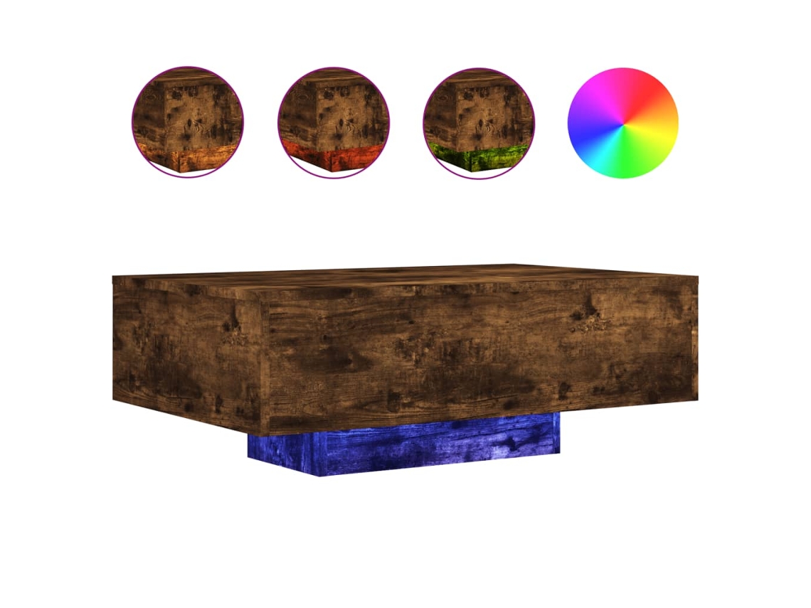 Mesa de Centro com Luzes Led Carvalho Fumado MAISON EXCLUSIVE (85x55x31 cm)
