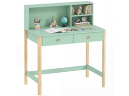 Mesa Infantil com Gavetas e Prateleira (verde, 90x52x105cm)