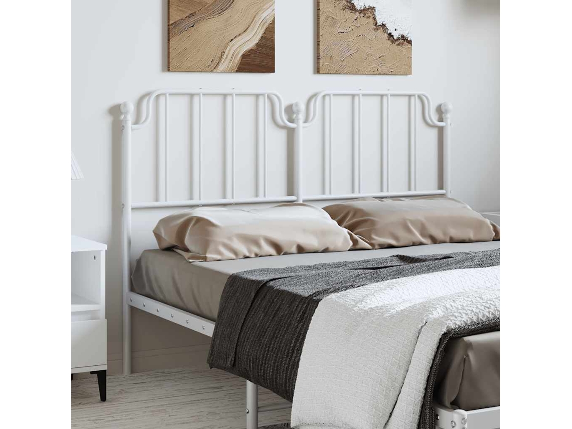 Vidaxl Cabeceira De Substituição 150 Cm Metal Branco