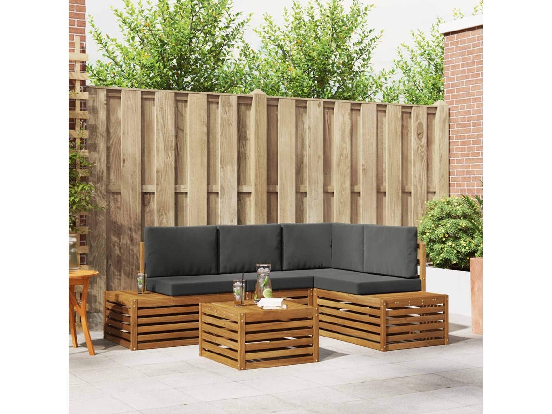 Vidaxl Conjunto De Sofás Para Exterior Natural E Antracite