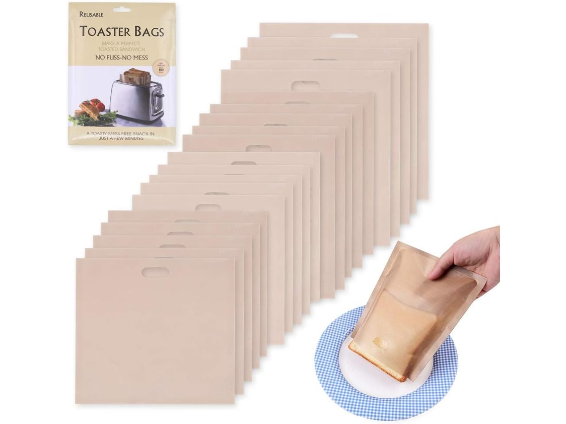 Pacote Com 20 Sacos Reutilizáveis​​ Para Torradas, Antiaderentes E Laváveis, Em Teflon, Em 4 Tamanhos Diferentes, Ideais Para Torradas, Sanduíches