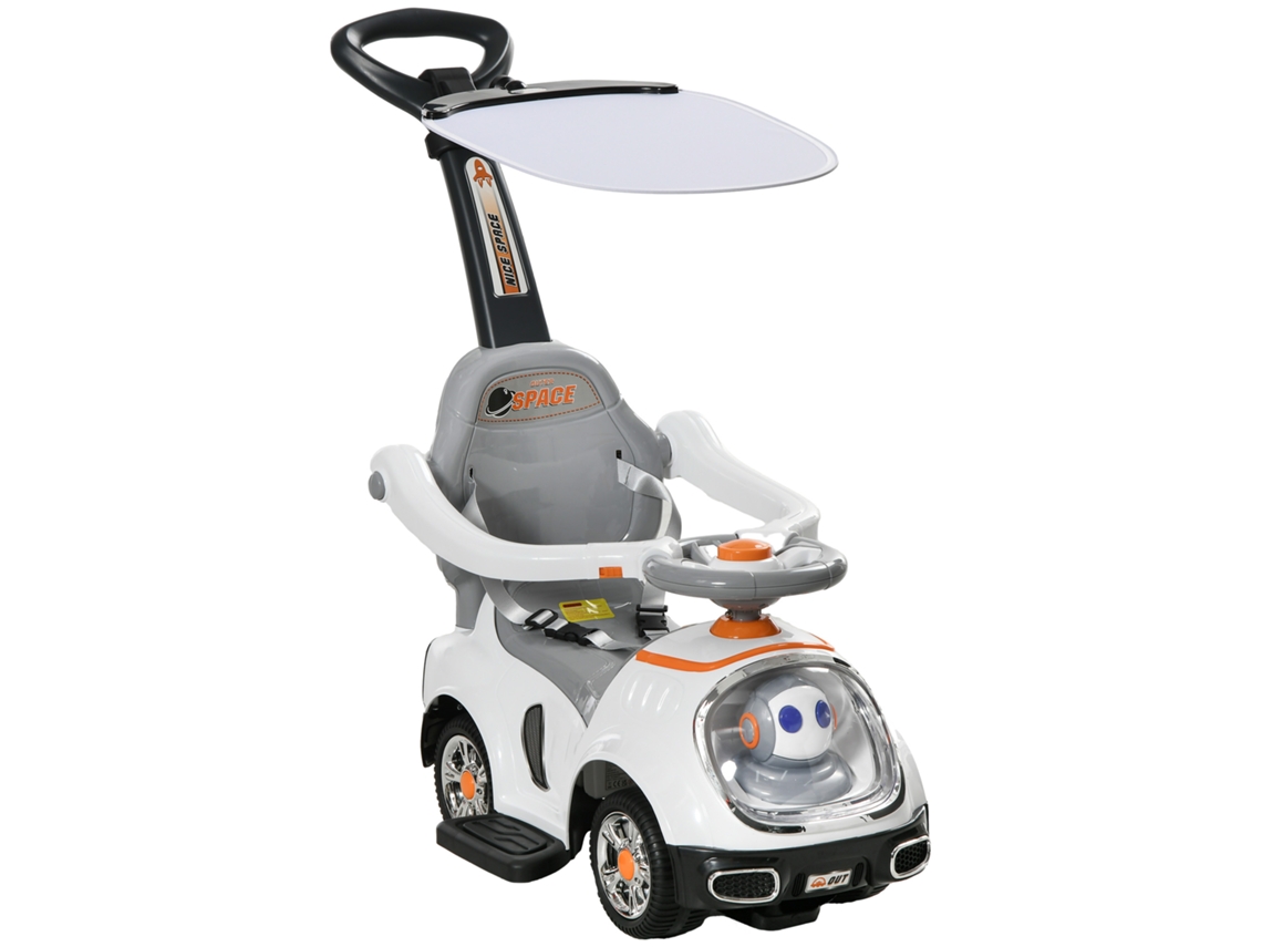 Carro Andador para Crianças 12 36 Meses com Espaço de Armazenamento Design de Robot com Olhos Luminosos Música Buzina 89x44.5x84 Cm Branco Ge
