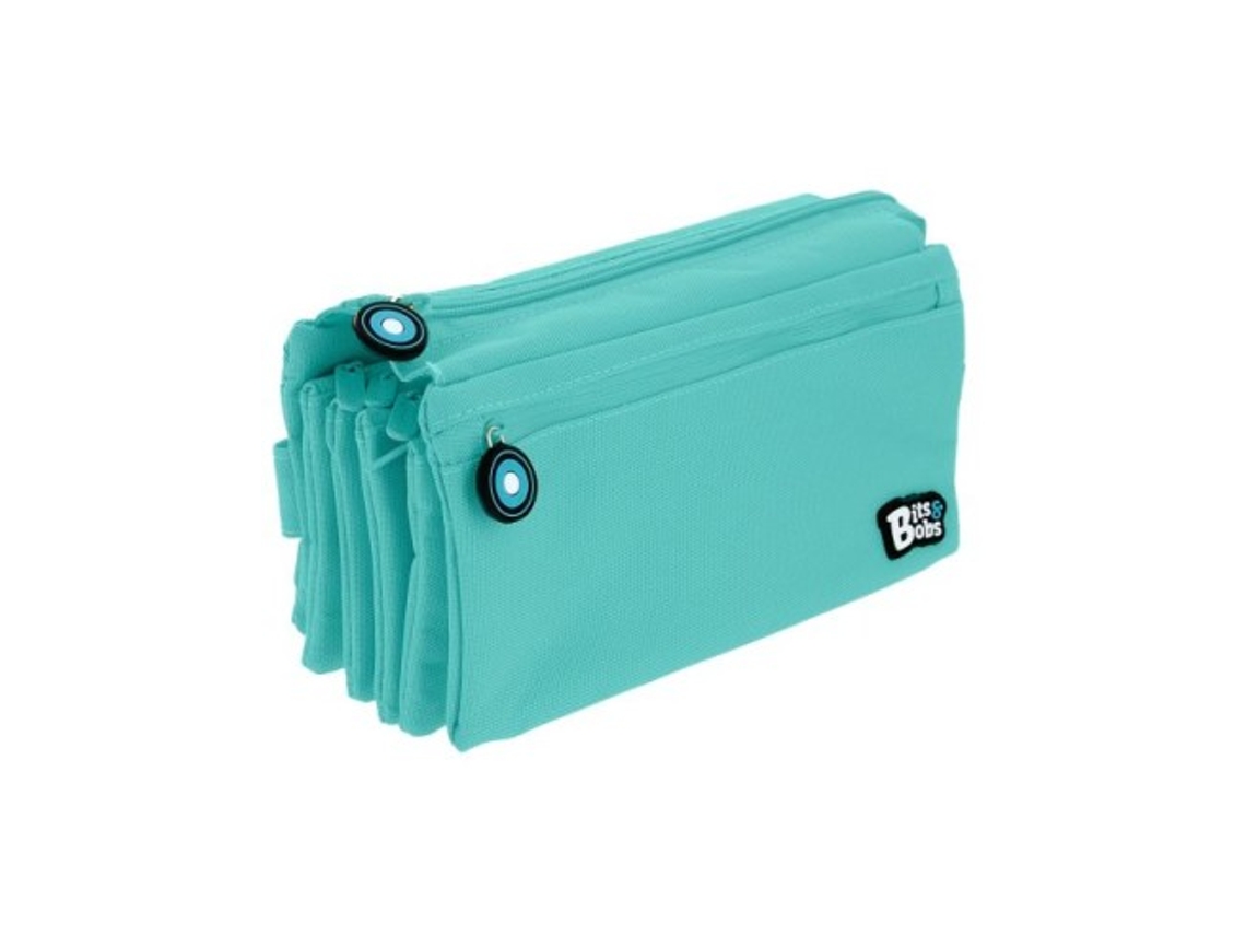 Estojo quádruplo plano Bits Amp-Bobs turquesa 23x12 cm