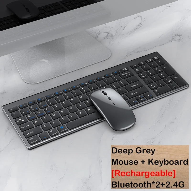 Conjunto de Teclado Bluetooth 5.0 e 2.4g Cinza para Pc, Android, Ios e Windows MDUG (coreano e Inglês)