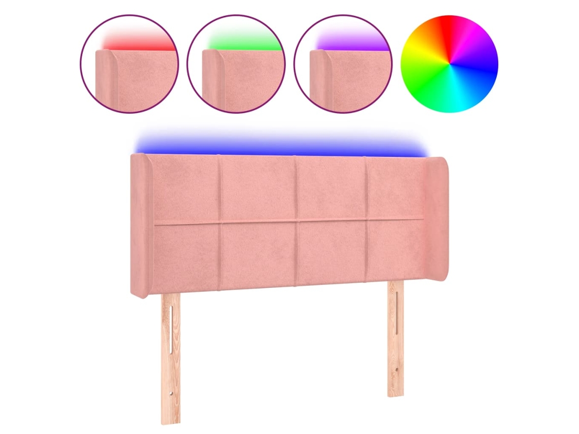 Led Headboard, Led Headboards Vidaxl Cor-de-rosa Veludo (83 X 16 X 78/88 Cm)
