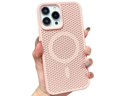 Capa Respirável Magsafe para iPhone 14 pro max VEANXIN Rosa