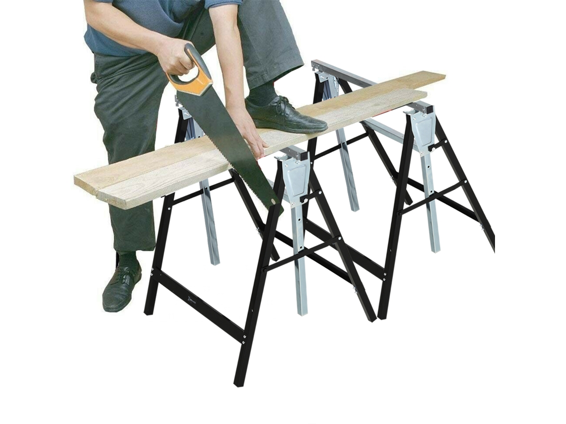 Bancada de Trabalho Dobrável com Cavalete, Ajuste de Altura 80-130cm, 68x56cm, Capacidade 200kg S/MARCA