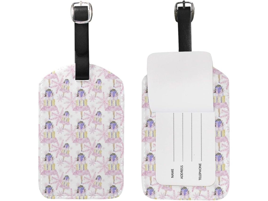 Etiqueta De Bagagem Viagem Pink Angel Snowflake Com Cartão Identificação Malas, Meninos E Meninas Pacote Com 3