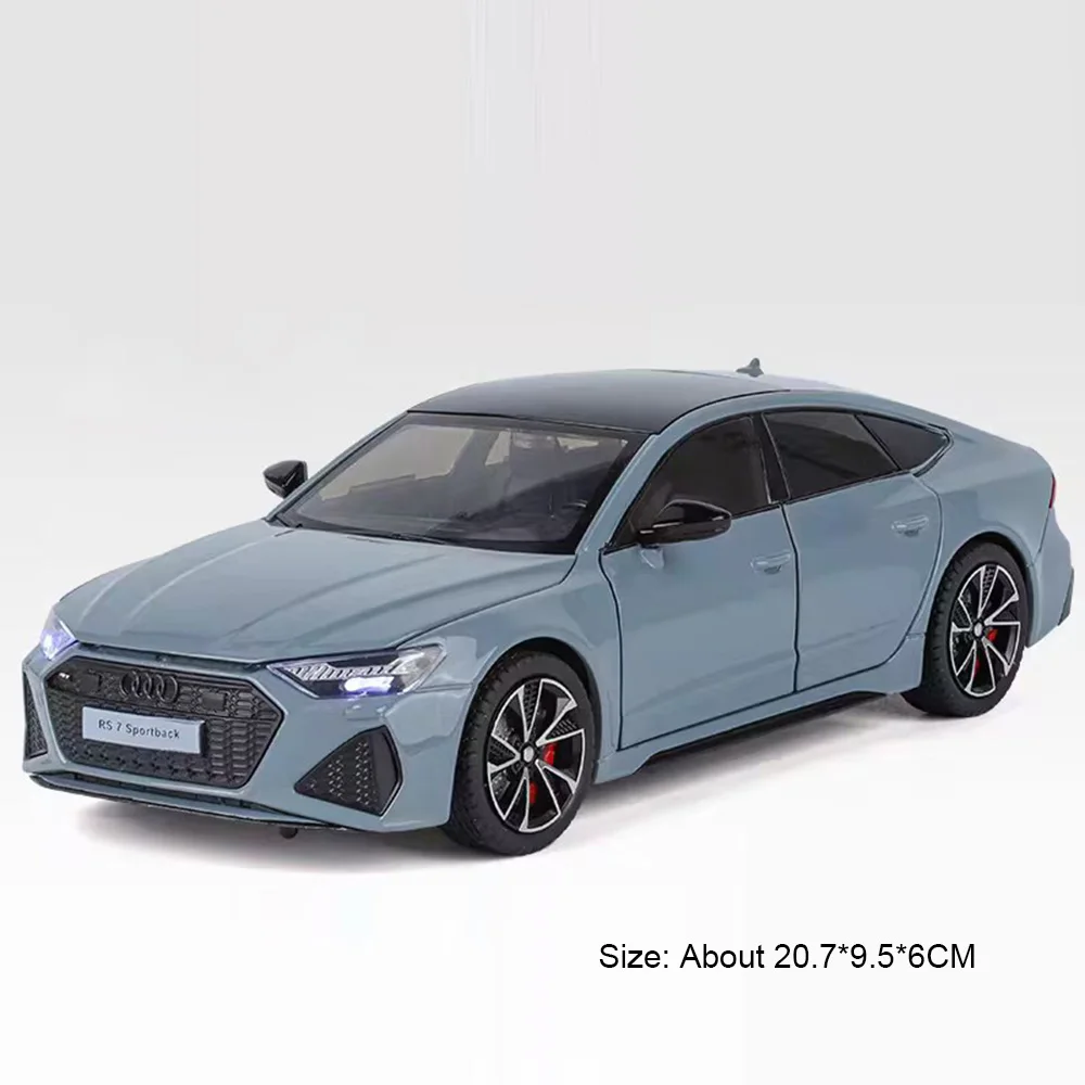 (rs7 Azul) Escala 1:24 - Modelo De Carro Esportivo Em Miniatura, Feito De Metal Fundido, Com Funções De Som E Luz.