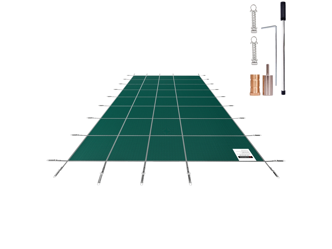 Capa De Segurança Para Piscina De Malha Retangular Succebuy De 18 X 32 Pés, Verde, Para Uso No Exterior No Inverno