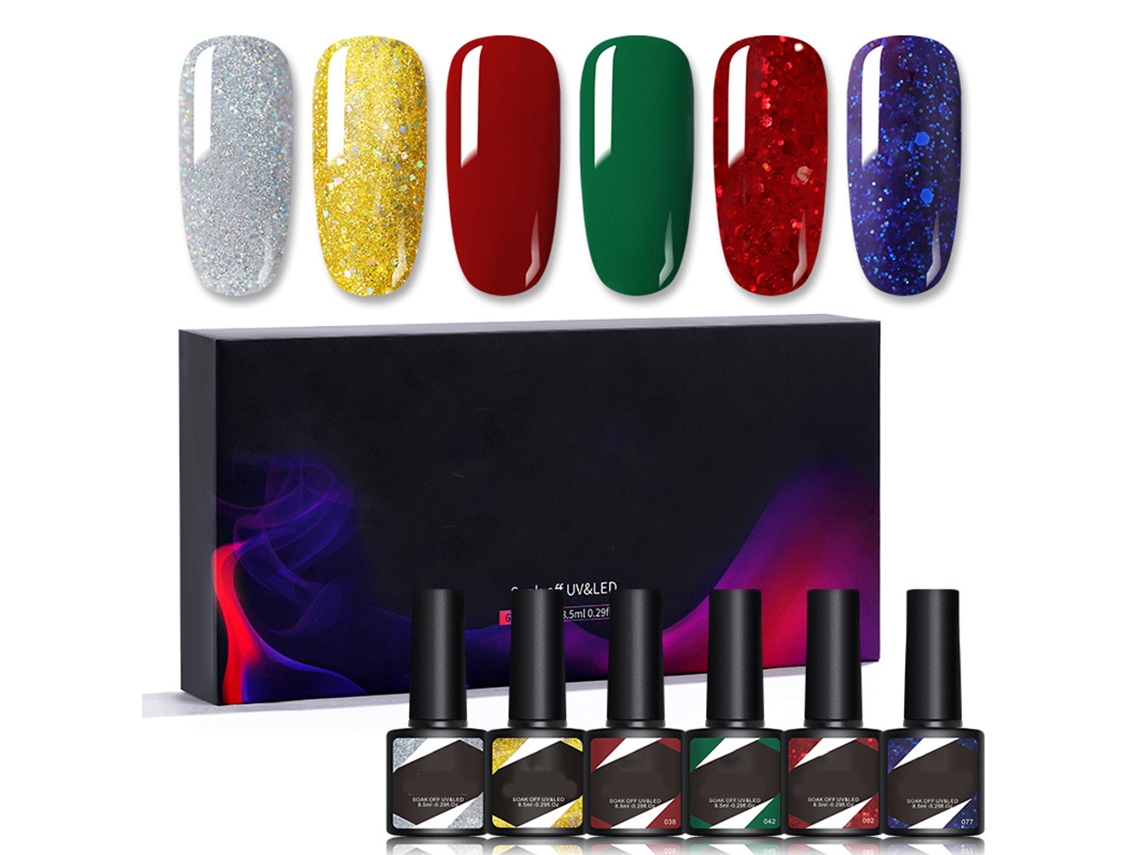 Conjunto Rebe com 6 Esmaltes Semi-Permanentes em Gel UV/LED de 8,5ml para Unhas Decoradas - Faça Você Mesmo