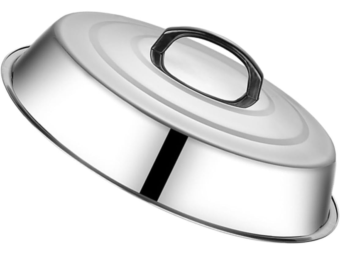 Tampa De Metal Resistente A Óleo Em Aço Inoxidável De 38 Cm Com Cúpula Elevada Para Bifes Tampa De Metal Resistente A Óleo Em Aço Inoxi Gokoco
