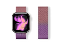 Bracelete para Apple Watch 42/41/40/38mm Aço Inoxidável Magnético Milanese Loop Degradê Roxo e Rosa XIAOMOYU