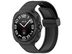 Pulseira De Couro De Silicone Com Fecho Dobrável Magnético Para Samsung Galaxy Watch Ultra 47mm