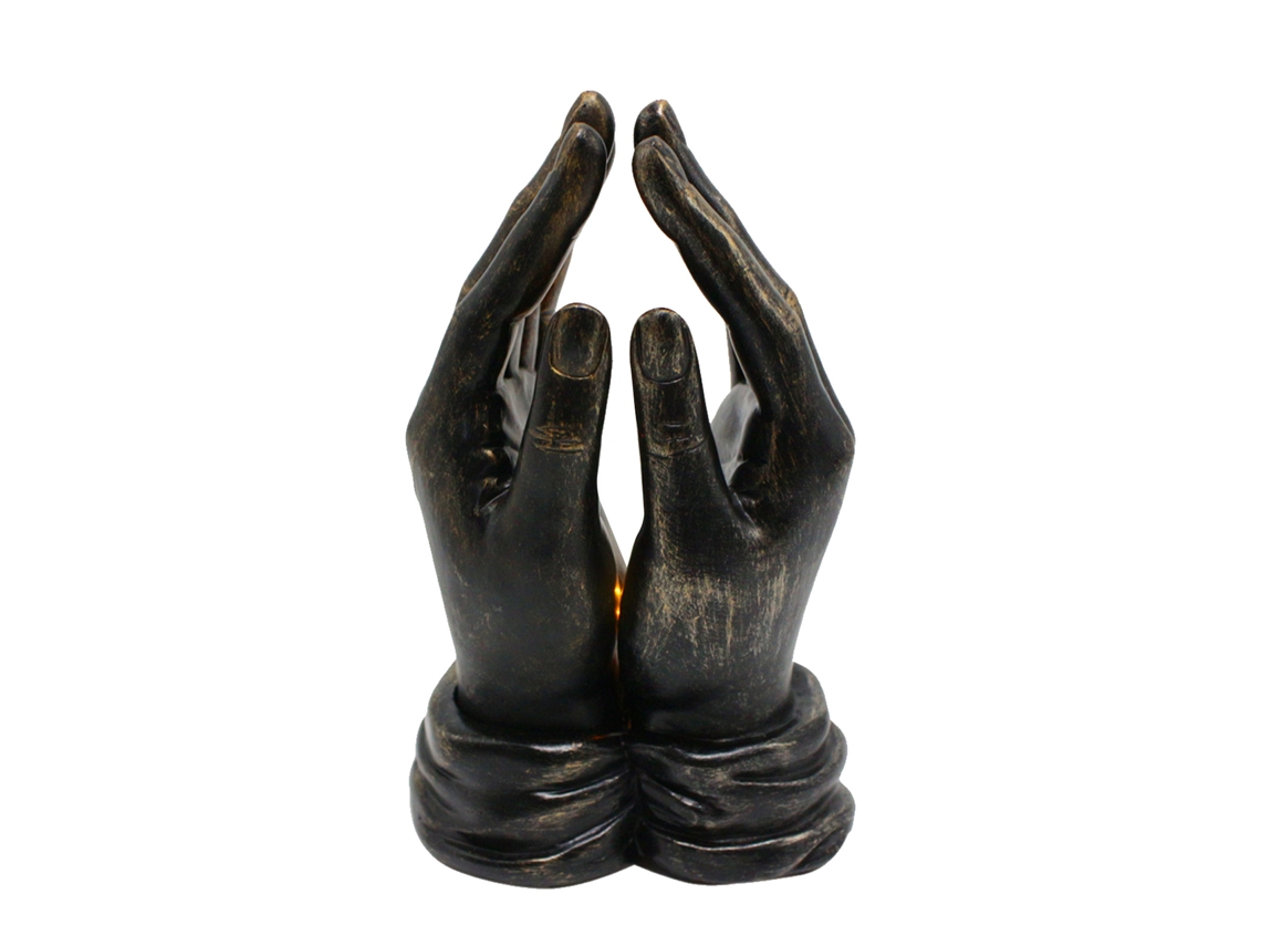 Figura De Mãos Oração Resina Com Luz Decorativa Para Casa
