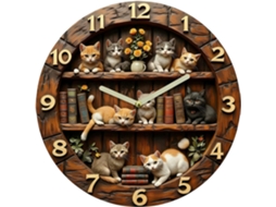 Relógio De Parede Vintage De Madeira Com Tema De Animais Para Quarto | Tema De Gato