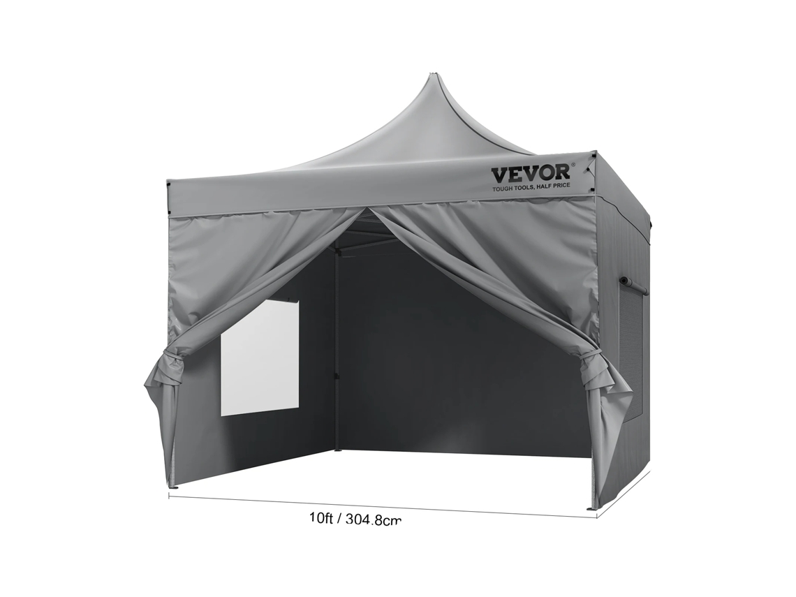 Toldo Pop-up, Poliéster Durável, Estrutura De Aço Inoxidável Robusta,10x10ft Cinza