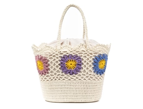 Saco De Ombro De Mulher Iria Quintana Villaga Fabricado Flores Branco (30)