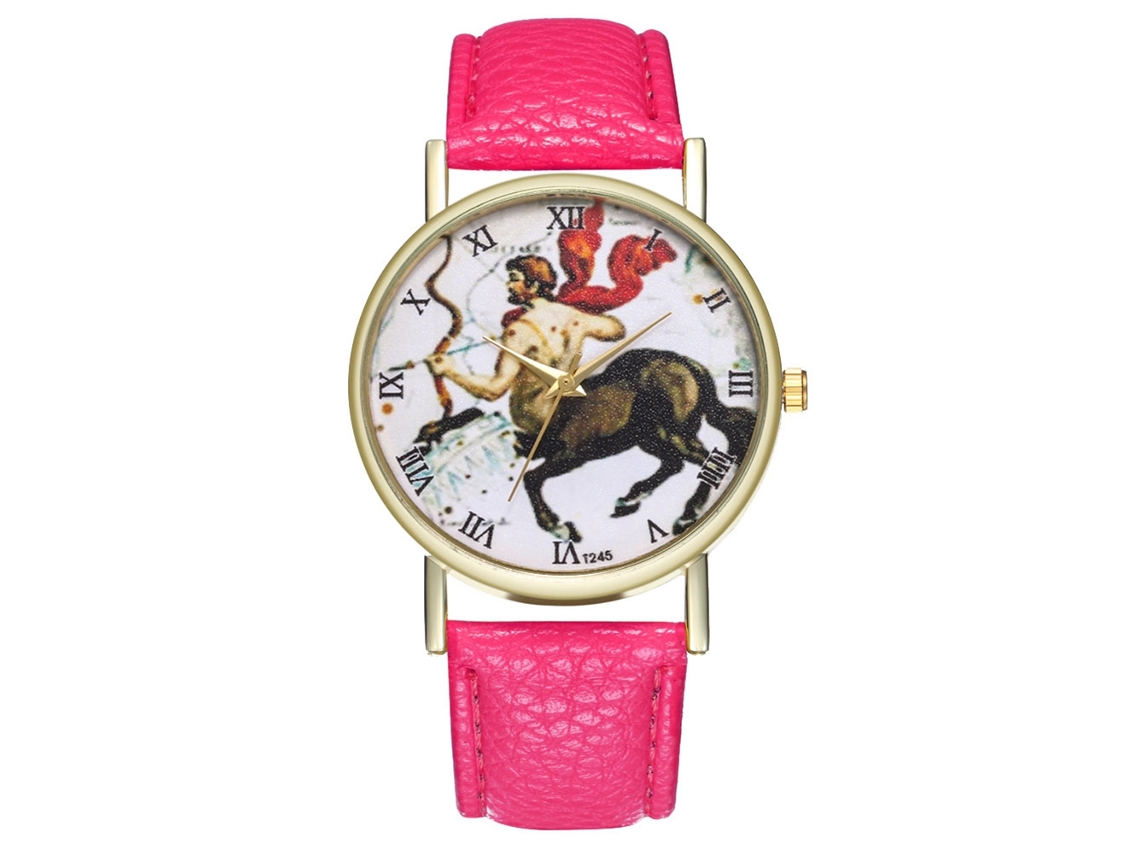 Relógio de Quartzo com Pulseira de Couro Estilo Simples Universal Centaurus para Estudante (rosa Vermelho)