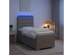 Vidaxl Cama Box Com Led E Colchão Cinzento-acastanhado 100 X 200 Cm