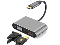 Adaptador Usb C para Hdmi Vga 2 em 1 Tipo C 4K 30 Hz YIZHOOD Inf087 Branco