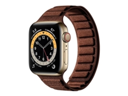 Bracelete Para Apple Watch 46/49/45/44mm - Camurça Com Imanação Quadrada | Fecho Magnético Integrado Marrom Escuro