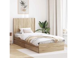 Vidaxl Estrutura De Cama Com Armazenamento E Cabeceira Carvalho Sonoma
