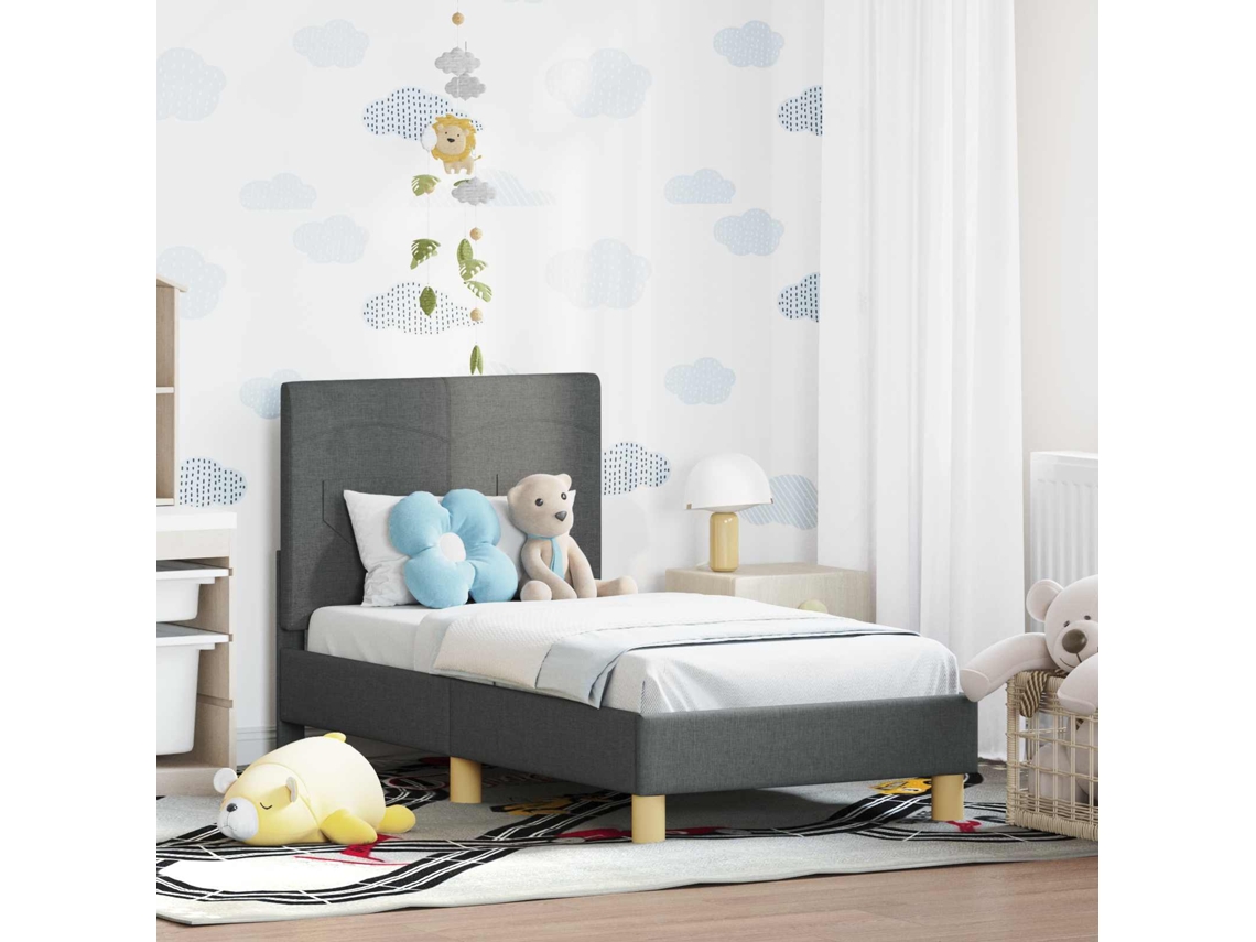 Vidaxl Estrutura de Cama para Criança com Cabeceira Cinza Escuro