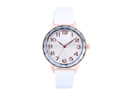 Relógio de Pulso Feminino de Quartzo com Mostrador Redondo Elegante Casual Branco