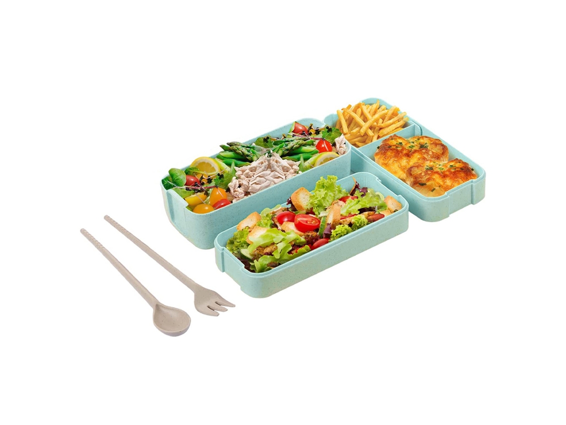 Caixa de Almoço para Adultos e Crianças 3 em 1 Compartment Container Segurança no Micro-Ondas NEVEANCE