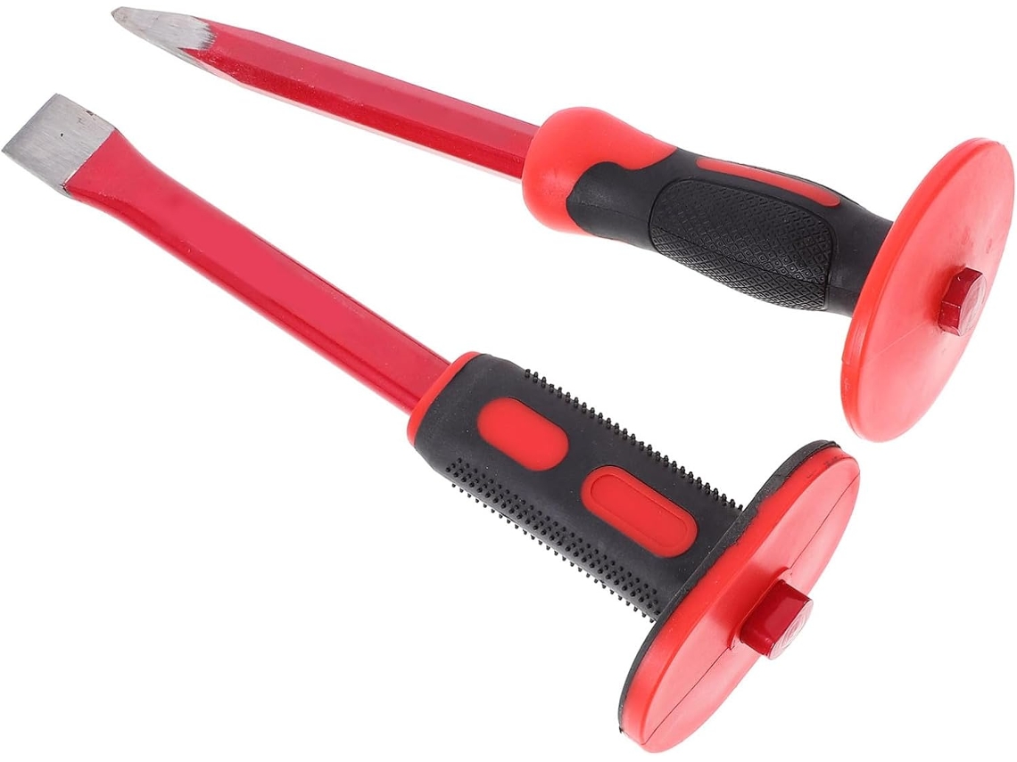 Conjunto de 2 Cinzéis de 30 Cm para Alvenaria com Protetor de Mão | S/MARCA
